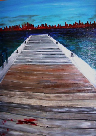 ponton et ville imaginaire